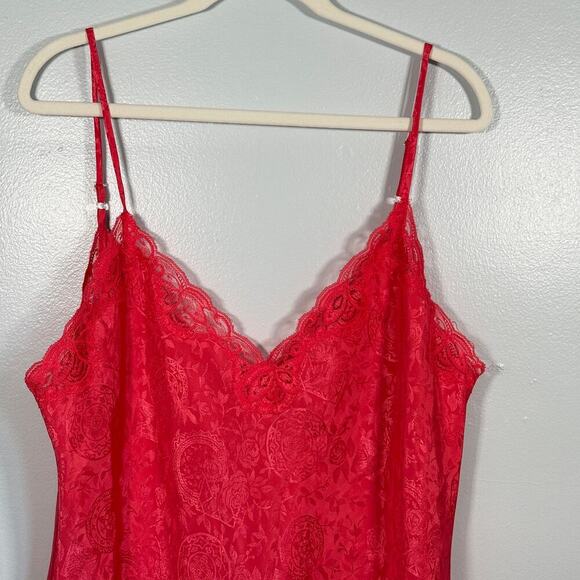Vtg 90s Victoria’s Secret Gold Tag Romantic Mini Slip Dress Satin Lace L Pink - Picture 5 of 7